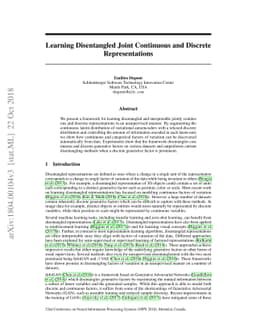 Learning Disentangled Joint Continuous and Discrete Representations