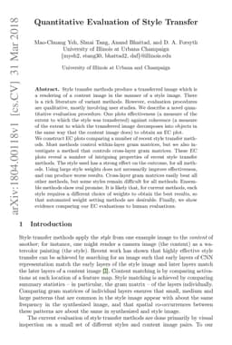 Quantitative Evaluation of Style Transfer