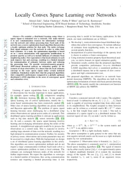 Locally Convex Sparse Learning over Networks