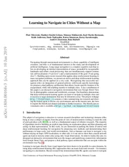 Learning to Navigate in Cities Without a Map