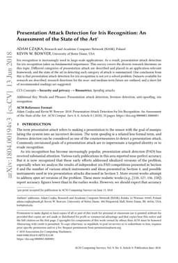 Presentation Attack Detection for Iris Recognition: An Assessment of the
  State of the Art