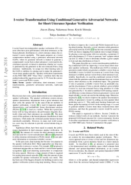 I-vector Transformation Using Conditional Generative Adversarial
  Networks for Short Utterance Speaker Verification