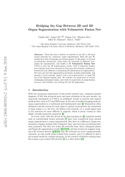 Bridging the Gap Between 2D and 3D Organ Segmentation with Volumetric
  Fusion Net