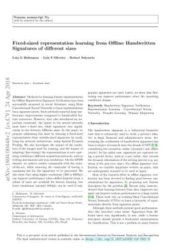 Fixed-sized representation learning from Offline Handwritten Signatures
  of different sizes