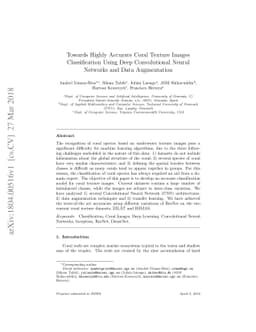 Towards Highly Accurate Coral Texture Images Classification Using Deep
  Convolutional Neural Networks and Data Augmentation
