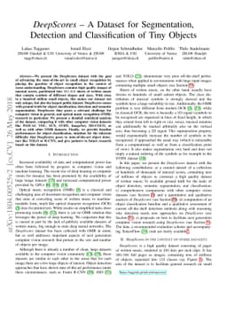 DeepScores -- A Dataset for Segmentation, Detection and Classification
  of Tiny Objects
