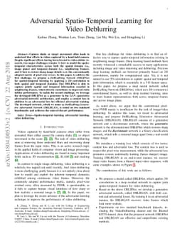 Adversarial Spatio-Temporal Learning for Video Deblurring