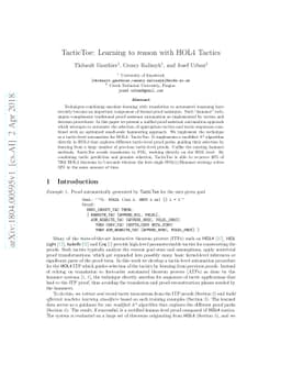 Learning to Reason with HOL4 tactics