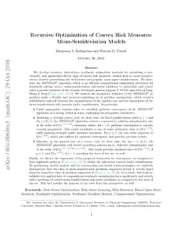 Recursive Optimization of Convex Risk Measures: Mean-Semideviation
  Models