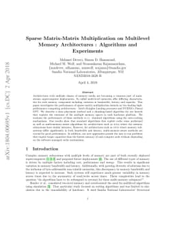 Sparse Matrix-Matrix Multiplication on Multilevel Memory Architectures :
  Algorithms and Experiments