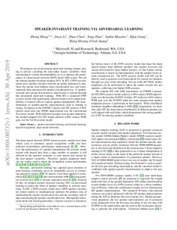 Speaker-Invariant Training via Adversarial Learning