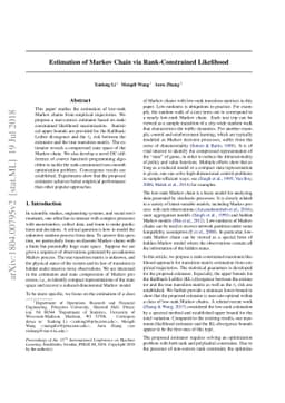 Estimation of Markov Chain via Rank-Constrained Likelihood