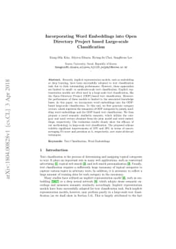 Incorporating Word Embeddings into Open Directory Project based
  Large-scale Classification