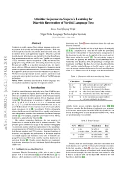 Attentive Sequence-to-Sequence Learning for Diacritic Restoration of
  Yorùbá Language Text