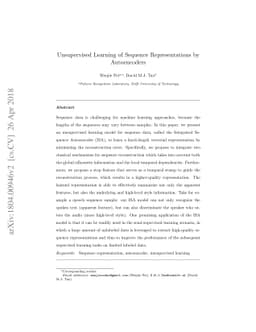 Unsupervised Learning of Sequence Representations by Autoencoders