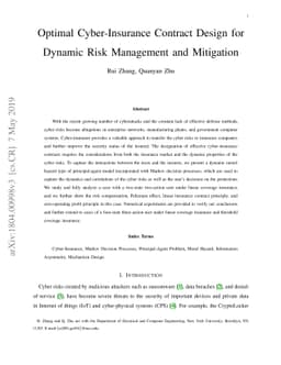 Optimal Cyber-Insurance Contract Design for Dynamic Risk Management and
  Mitigation