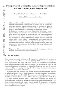 Unsupervised Geometry-Aware Representation for 3D Human Pose Estimation