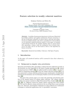 Feature selection in weakly coherent matrices
