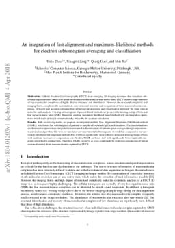 An integration of fast alignment and maximum-likelihood methods for
  electron subtomogram averaging and classification