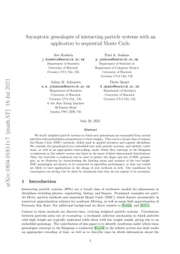 Asymptotic genealogies of interacting particle systems with an
  application to sequential Monte Carlo