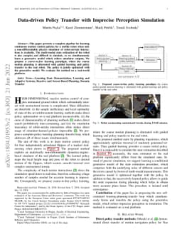 Data-driven Policy Transfer with Imprecise Perception Simulation