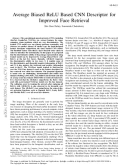 Average Biased ReLU Based CNN Descriptor for Improved Face Retrieval