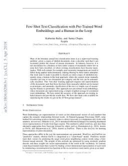 Few-Shot Text Classification with Pre-Trained Word Embeddings and a
  Human in the Loop
