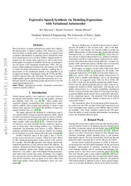 Expressive Speech Synthesis via Modeling Expressions with Variational
  Autoencoder