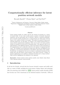 Computationally efficient inference for latent position network models