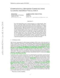 Compositional Obverter Communication Learning From Raw Visual Input