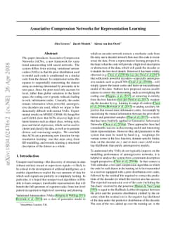 Associative Compression Networks for Representation Learning