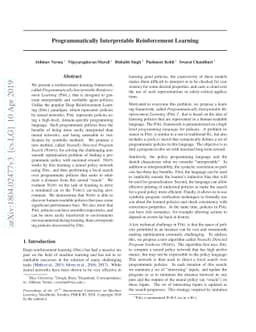 Programmatically Interpretable Reinforcement Learning