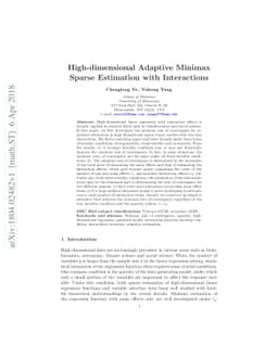 High-dimensional Adaptive Minimax Sparse Estimation with Interactions