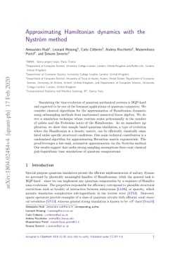 Approximating Hamiltonian dynamics with the Nyström method