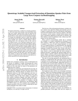 Quootstrap: Scalable Unsupervised Extraction of Quotation-Speaker Pairs
  from Large News Corpora via Bootstrapping