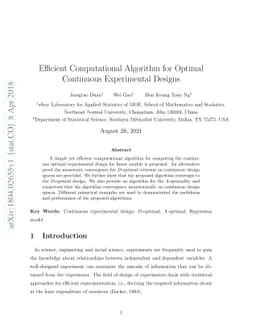 Efficient Computational Algorithm for Optimal Continuous Experimental
  Designs