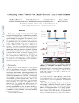 Anticipating Traffic Accidents with Adaptive Loss and Large-scale
  Incident DB