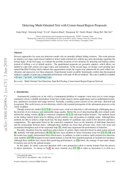 Detecting Multi-Oriented Text with Corner-based Region Proposals