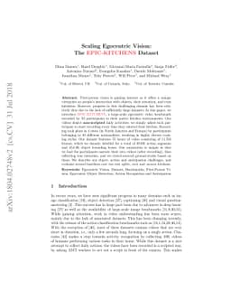 Scaling Egocentric Vision: The EPIC-KITCHENS Dataset