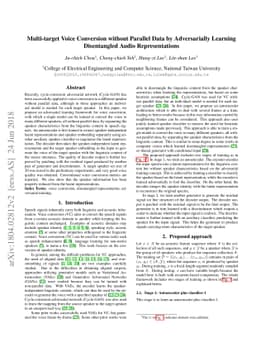 Multi-target Voice Conversion without Parallel Data by Adversarially
  Learning Disentangled Audio Representations