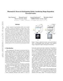 Photometric Stereo in Participating Media Considering Shape-Dependent
  Forward Scatter