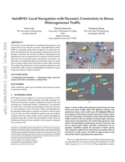 AutoRVO: Local Navigation with Dynamic Constraints in Dense
  Heterogeneous Traffic