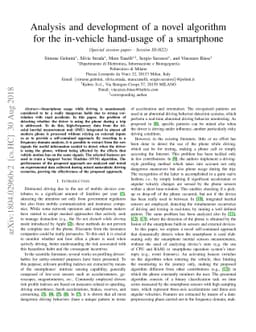 Analysis and development of a novel algorithm for the in-vehicle
  hand-usage of a smartphone