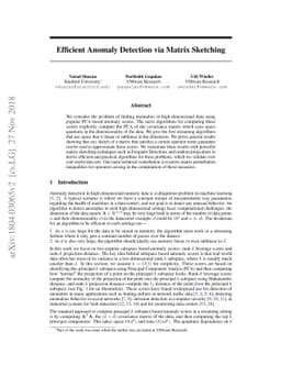 Efficient Anomaly Detection via Matrix Sketching