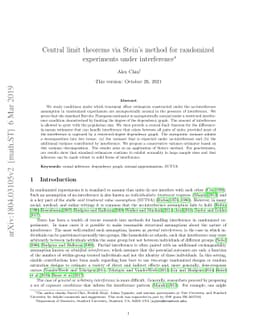 Central limit theorems via Stein's method for randomized experiments
  under interference