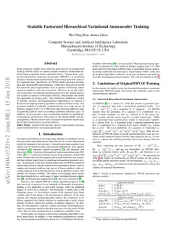 Scalable Factorized Hierarchical Variational Autoencoder Training