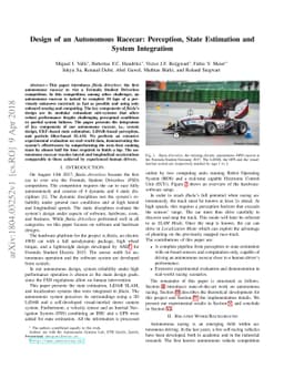 Design of an Autonomous Racecar: Perception, State Estimation and System
  Integration