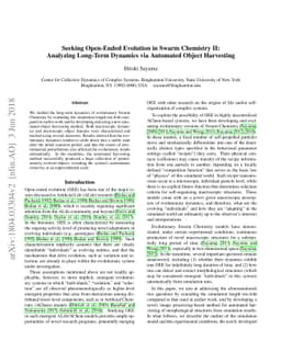 Seeking Open-Ended Evolution in Swarm Chemistry II: Analyzing Long-Term
  Dynamics via Automated Object Harvesting