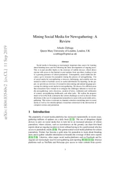 Mining Social Media for Newsgathering: A Review