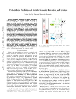 Probabilistic Prediction of Vehicle Semantic Intention and Motion